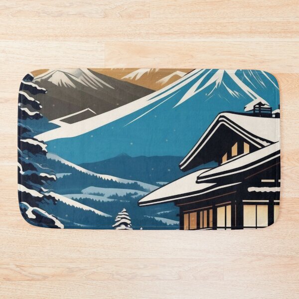 Item preview, Ukiyo-e Ski Lodge – Japanese Winter Mountain Landscape designed and sold by Vandy Fullam.