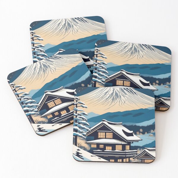 Item preview, Snowy Ski Lodge in Japan – Edo Period Woodblock Print designed and sold by Vandy Fullam.