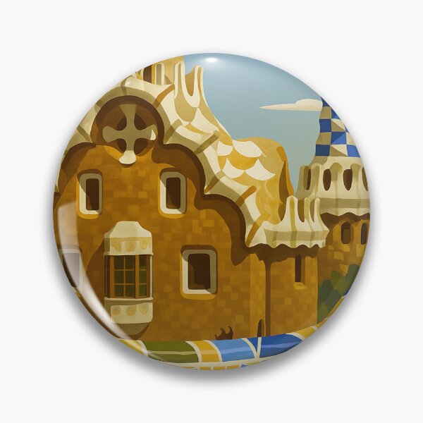 Item preview, Barcelona Spain Vintage Travel Poster Minimal Retro Art Poster Parque Guell Gaudi designed and sold by artra-shop.