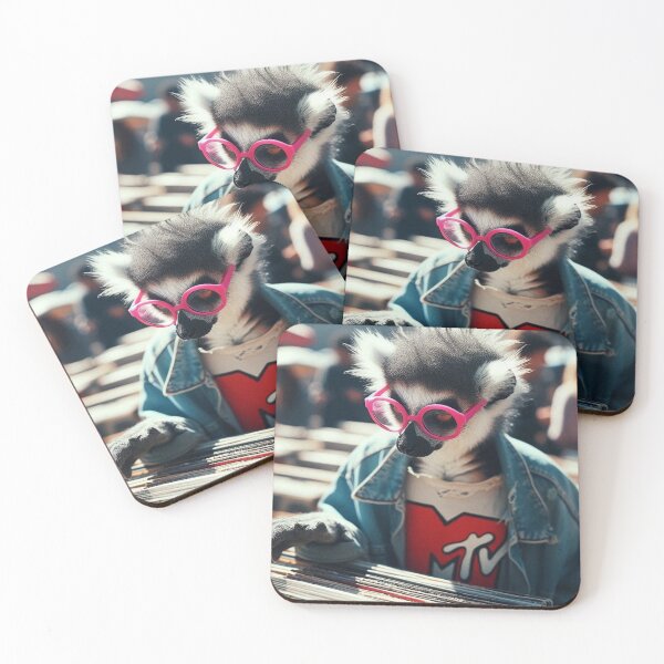Item preview, "Spin Me Right Meow: Vinyl Vibes & Lemur Laughs" designed and sold by Print Fiction.