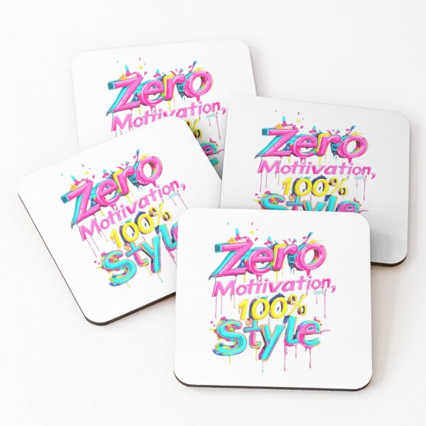 Item preview, Zero Motivation, 100% Style – Funny Neon Typography designed and sold by AlexLineArt.