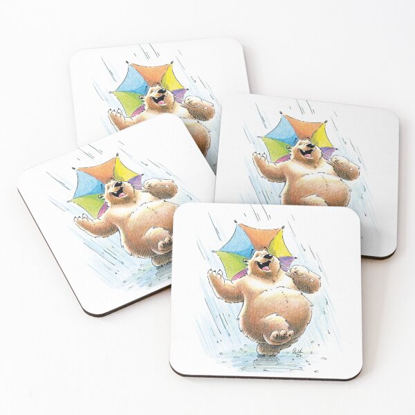 Item preview, It's Bearly Raining! Bear with an Umbrella Dancing in the Rain designed and sold by ArtByPMW.