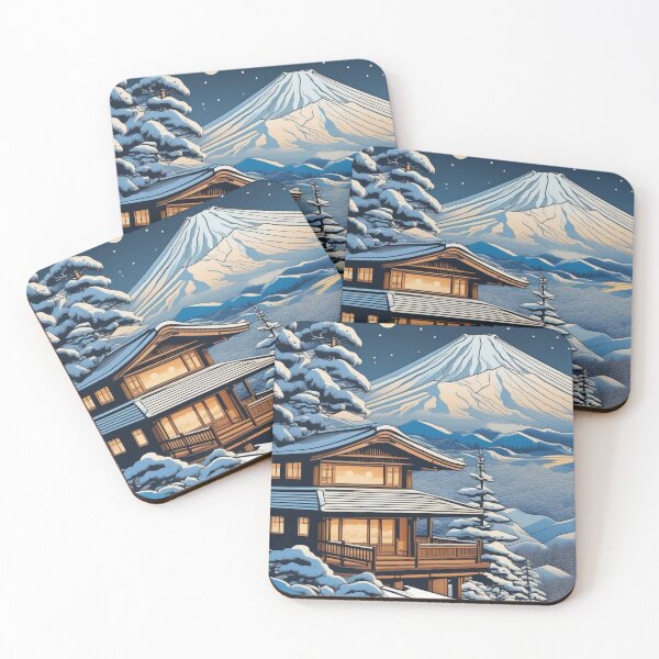 Item preview, Skiers on Mount Fuji Slopes – Retro Ukiyo-e Print designed and sold by Vandy Fullam.