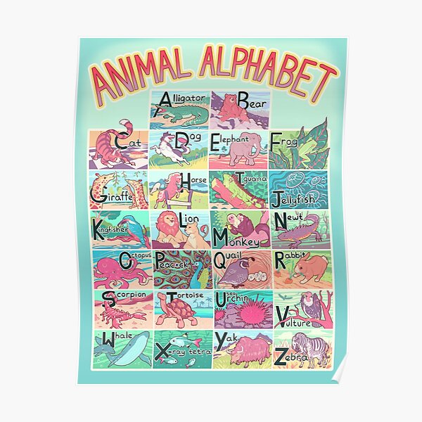 "Animal Alphabet Chart" Poster by babakinkin | Redbubble