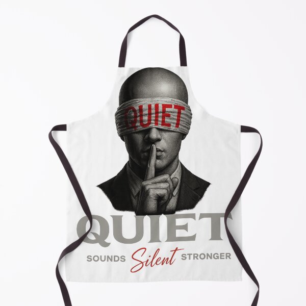 Item preview, "Quiet Silence Illustration – Blindfolded Man Shhh Poster Design" designed and sold by NAVOZKA.