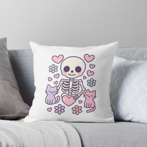 Item preview, Cute Skeleton with Cats – Kawaii Pastel Goth Design designed and sold by AmeliaKrysiak.
