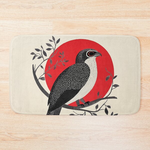 Item preview, A detailed black and white hawk design with a striking red sun background. designed and sold by HEMRO.