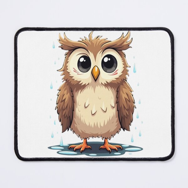 Item preview, “Awkward Wet Owl – Soaked and Surprised” designed and sold by Bareradesigns.