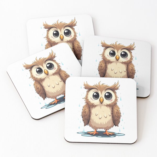 Item preview, “Awkward Wet Owl – Soaked and Surprised” designed and sold by Bareradesigns.