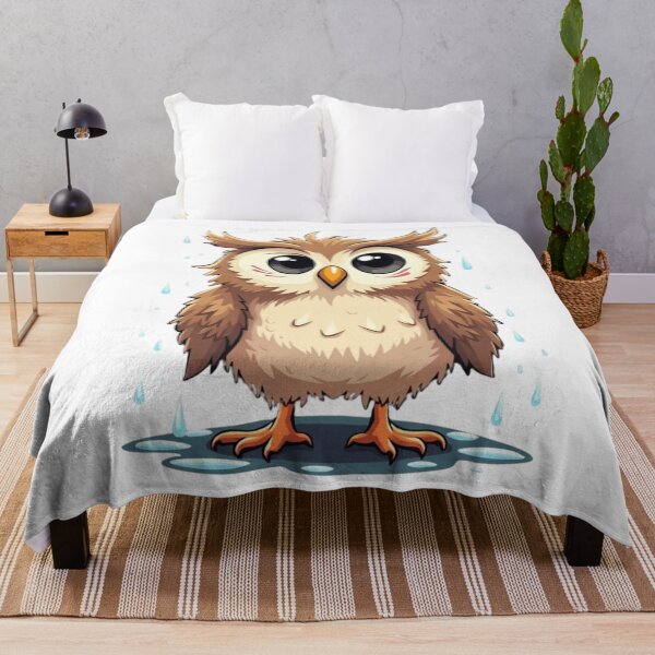 Item preview, “Awkward Wet Owl – Soaked and Surprised” designed and sold by Bareradesigns.