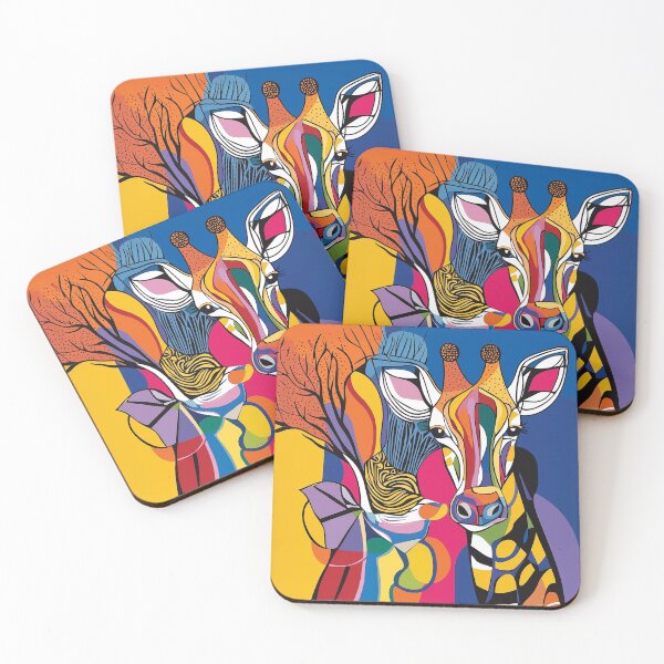 Item preview, A bold and colorful stylized portrait design of a giraffe. designed and sold by HEMRO.