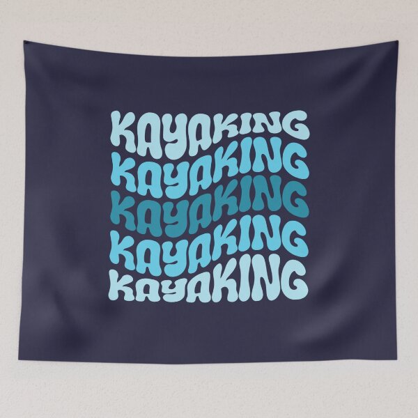 Item preview, Kayaking Blue Wavy Retro Kayaker Groovy Kayak designed and sold by StrideSuccess.