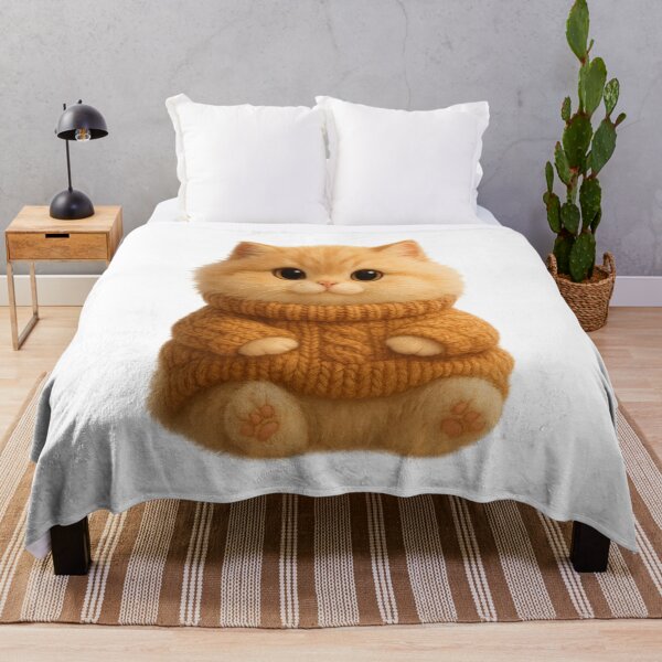 Item preview, Fluffy Kitten in Cozy Knitted Sweater - Cute Cottagecore 3D Art designed and sold by Moons Studio.