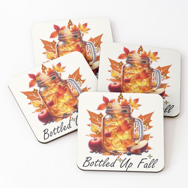 Item preview, Bottled Up Fall – Autumn Mason Jar Drink with Leaves & Apples Design designed and sold by Dantin.