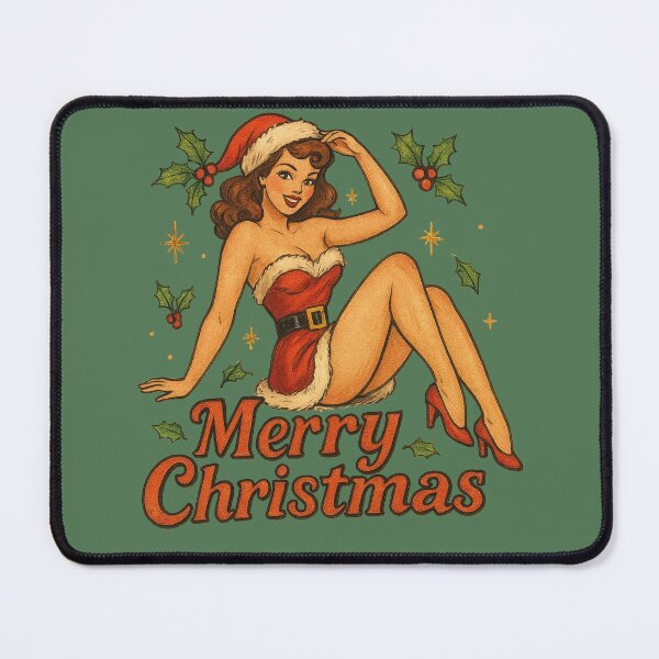 Item preview, Merry Christmas Pinup Girl Retro Holiday Festive Vintage Design designed and sold by FrictionMaxxing.
