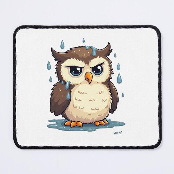 Item preview, “Grumpy Wet Owl – Feather Disaster” designed and sold by Bareradesigns.