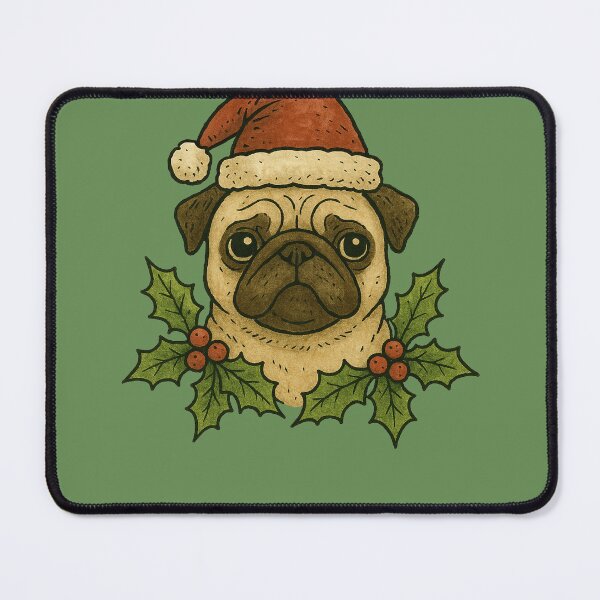 Item preview, Christmas Pug Wearing Santa Hat Cute Holiday Dog Design designed and sold by FrictionMaxxing.