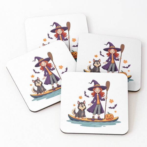 Item preview, Witch and Werewoof – Halloween Paddleboarding Buddies designed and sold by sharifex.