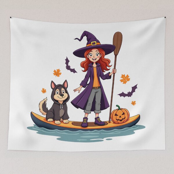 Item preview, Witch and Werewoof – Halloween Paddleboarding Buddies designed and sold by sharifex.