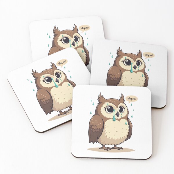 Item preview, Crying Owl Meme – Funny Sad Cartoon Bird designed and sold by Bareradesigns.