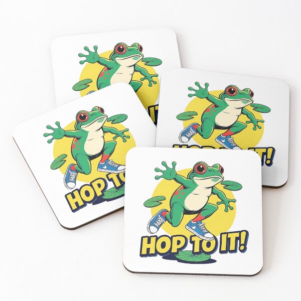 Item preview, Cool frog with futuristic scenery and the text: "HOP TO IT" designed and sold by MyPixelFun.