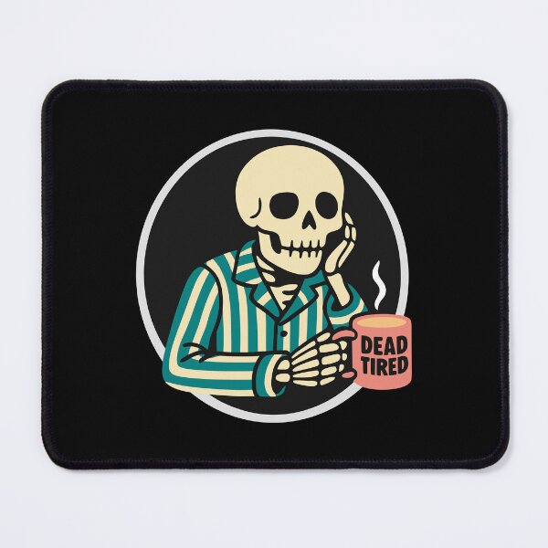 Item preview, Skeleton Morning Coffee - Skull in Blue Striped Pajamas with Coffee Cup designed and sold by charlypicazo.