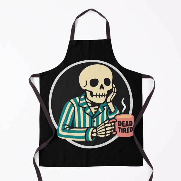 Item preview, Skeleton Morning Coffee - Skull in Blue Striped Pajamas with Coffee Cup designed and sold by charlypicazo.