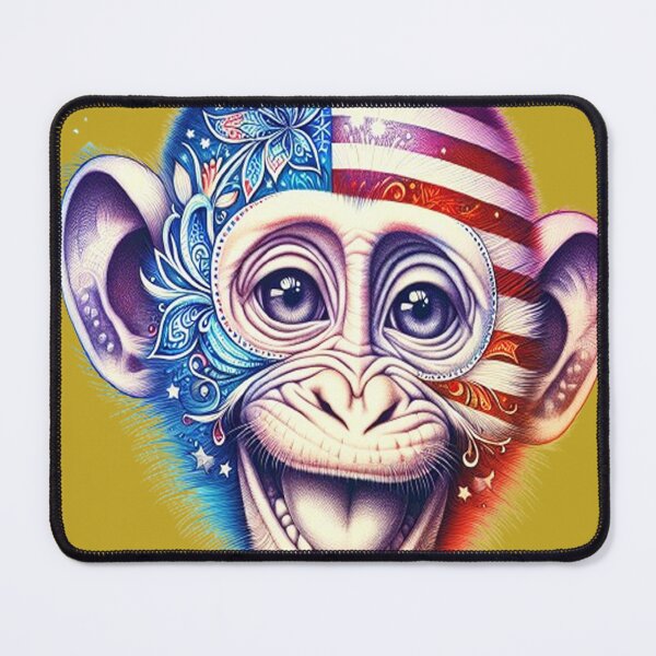 Item preview, Smiling Monkey with American Flag Colors – Unique Art Design designed and sold by ChibiChaoss.