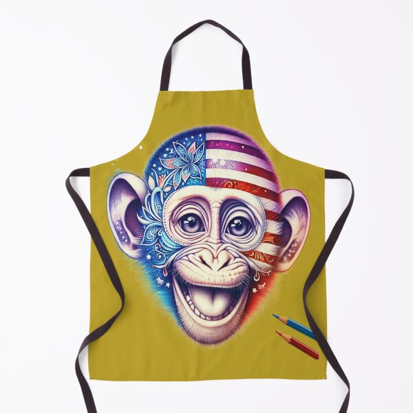 Item preview, Smiling Monkey with American Flag Colors – Unique Art Design designed and sold by ChibiChaoss.