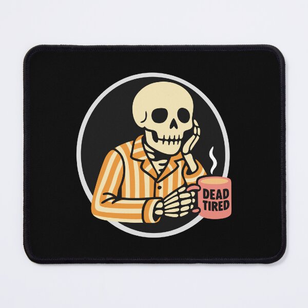 Item preview, Morning Coffee Skeleton - Skull in Orange Striped Pajamas with Coffee Cup designed and sold by charlypicazo.