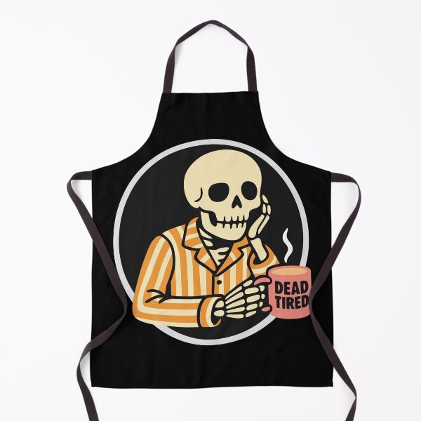 Item preview, Morning Coffee Skeleton - Skull in Orange Striped Pajamas with Coffee Cup designed and sold by charlypicazo.