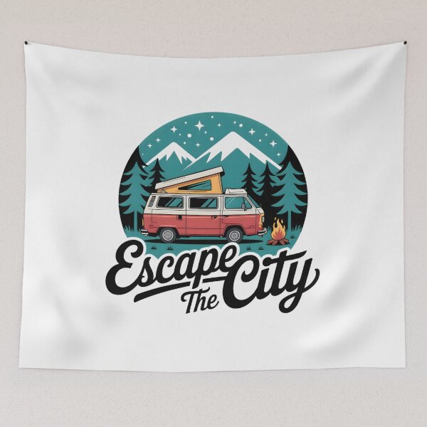 Item preview, Escape the City Camper van Retro Style designed and sold by Printiko.