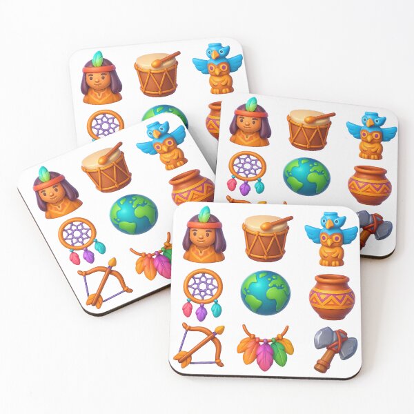 Item preview, World indigenous day icon set with cultural symbols, isolated png, AI generated designed and sold by dvoevnore.