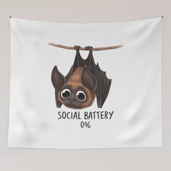 Item preview, Funny Meme - Social Battery 0% Bat designed and sold by hamishby.