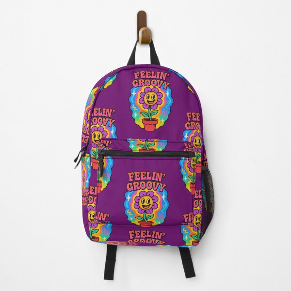 Item preview, Fun Retro Psychedelic Flower with Positive Phrase “Feelin’ Groovy” – Colorful 70s Hippie Vintage Style Design for Stickers and Clothing designed and sold by G-A-D-U.