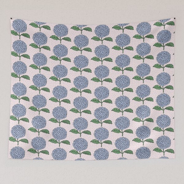 Item preview, Boho Pastel Blue Floral Hydrangeas designed and sold by Lindsay Marie Patterns.