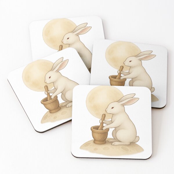 Item preview, Mid autumn festival rabbit with moonlight and mortar, AI generated designed and sold by dvoevnore.