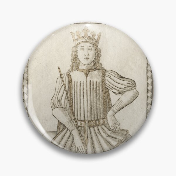 Artikelvorschau, Der König (aus den Tarocchi, Serie E, Leben des Menschen, 8), vor 1467. Meister der Tarocchi der E-Serie (Italienisch, 15. Jahrhundert). Handkolorierter Kupferstich mit Gold entworfen und verkauft von Vintage Designs +.