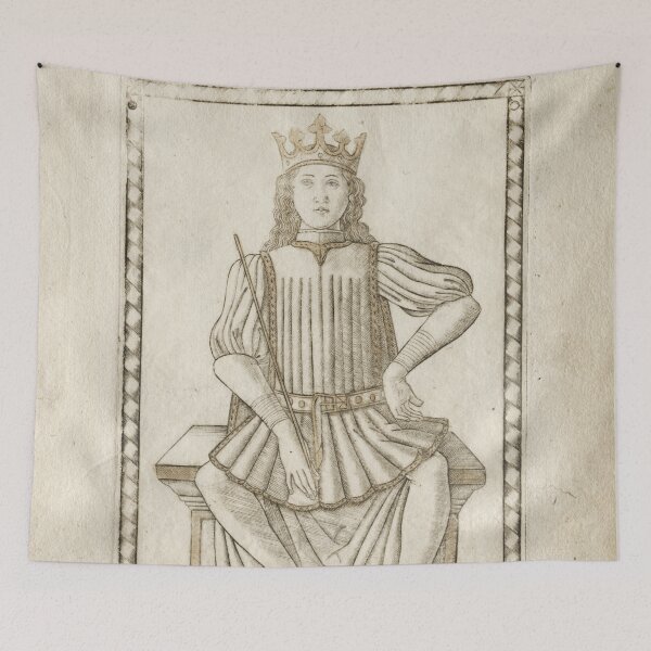 Item preview, The King (from the Tarocchi, series E Conditions of Man, 8), before 1467. Master of the E-Series Tarocchi (Italian, 15th century). Engraving hand colored with gold designed and sold by Vintage Designs +.