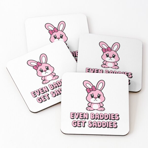Item preview, Even Baddies Get Saddies! Cute Pink Bunny designed and sold by PMCreative.