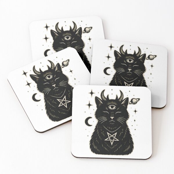 Item preview, Occult Cosmic Cat – Devil Horns & Third Eye Familiar designed and sold by AshenLantern.