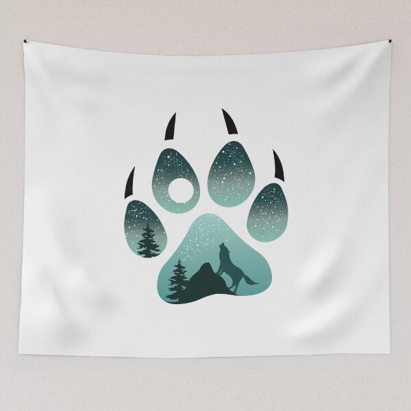 Item preview, Wolf Paw with Starry night and a wolf howling at the full moon. designed and sold by MagnoliaLake.