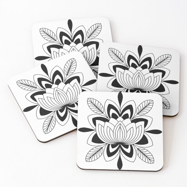 Item preview, Minimalist Black & White Floral Mandala Poster – Modern Lotus Wall Art designed and sold by paulo silveira.