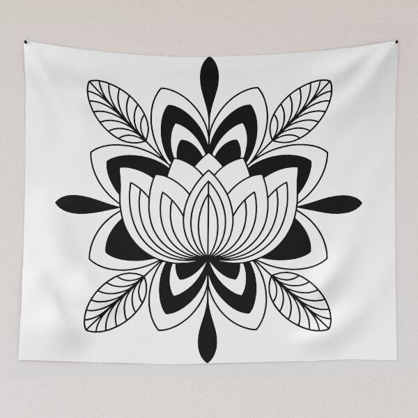 Item preview, Minimalist Black & White Floral Mandala Poster – Modern Lotus Wall Art designed and sold by paulo silveira.