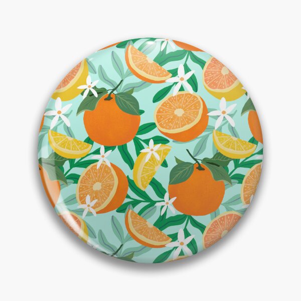 Item preview, Oranges and lemons fruit on aqua blue designed and sold by Lindsay Marie Patterns.