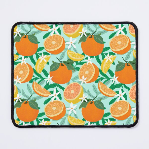 Item preview, Oranges and lemons fruit on aqua blue designed and sold by Lindsay Marie Patterns.