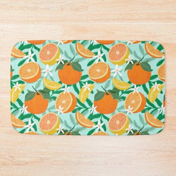 Item preview, Oranges and lemons fruit on aqua blue designed and sold by Lindsay Marie Patterns.