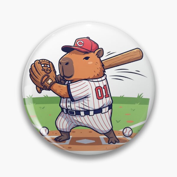 Artikelvorschau, Capybara-Baseballspieler – ein süßes Capybara, das ein Baseballspiel spielt. entworfen und verkauft von Furrly.