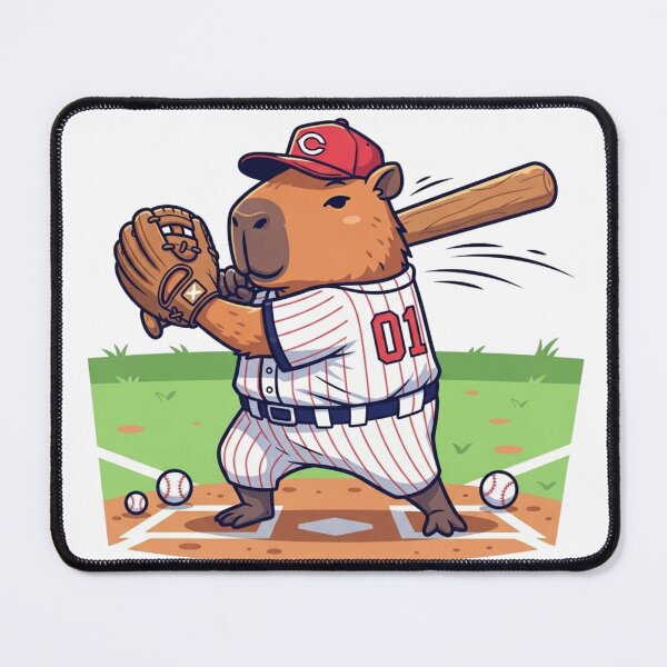 Item preview, Capybara baseball player - a cute capybara playing a baseball game. designed and sold by Furrly.