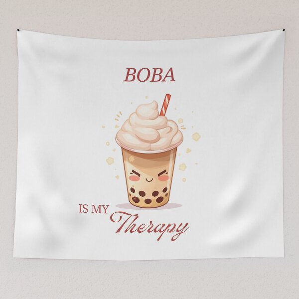Item preview, Boba Cartoon – Funny Saying “Boba is my Therapy” Design designed and sold by Mewiii.